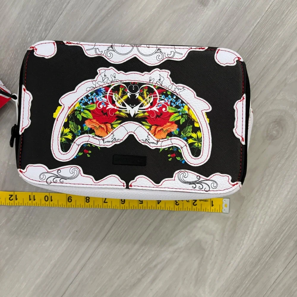 Sprayground Bag Women Limited Edition Floral Shark Mouth Toiletry Bag Wristlet